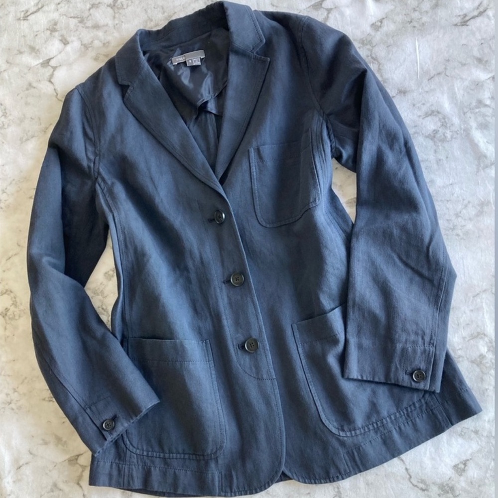 Vince Navy Three-Button Casual Blazer